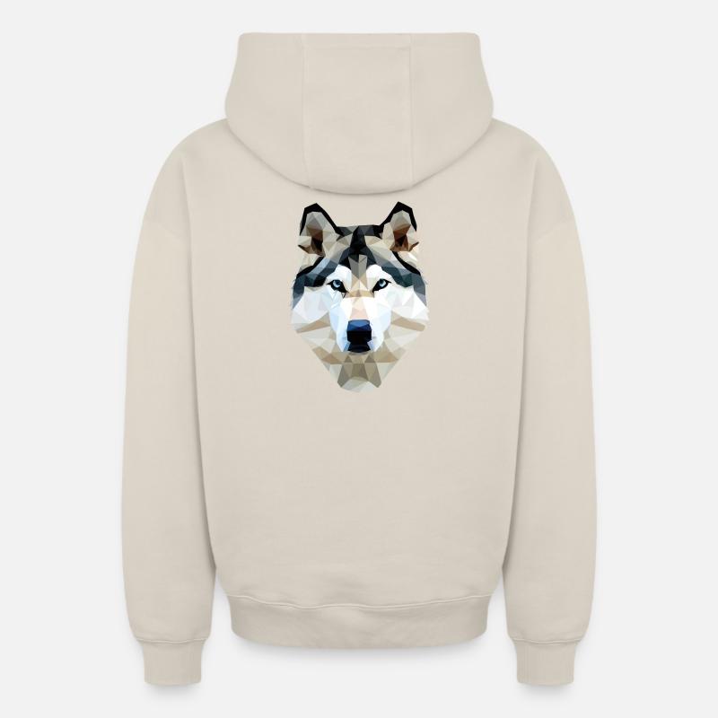 Polygone de chien husky - Sweat à capuche unisexe zippé oversize épais SPREAD - beige