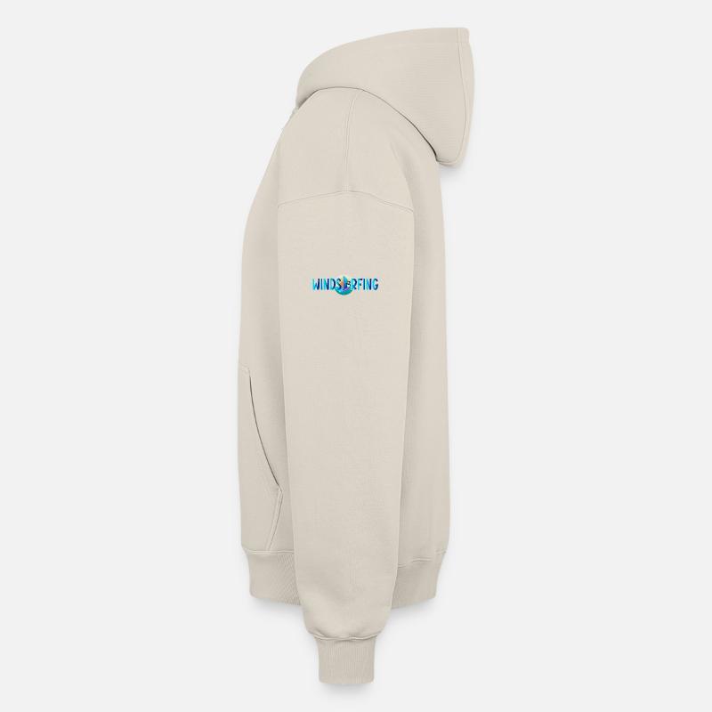 Windsurfing Penguin Oversized Heavyweight Unisex Zip Hoodie