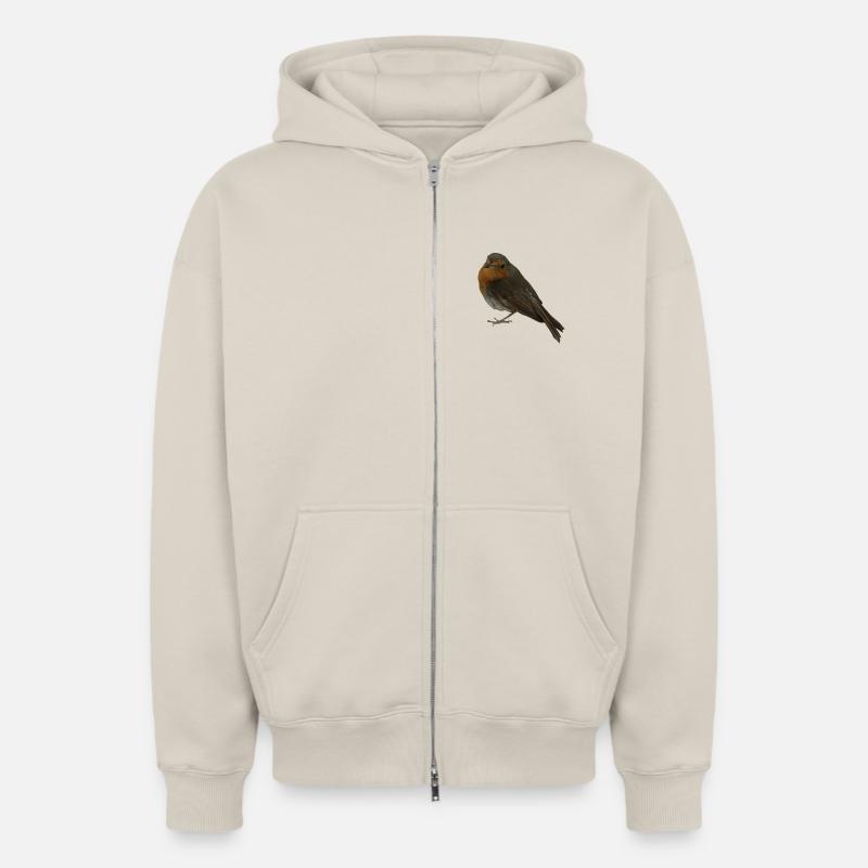 Rouge-gorge - Sweat à capuche unisexe zippé oversize épais SPREAD - beige