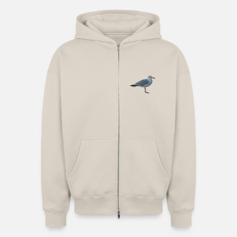 Mouette - Sweat à capuche unisexe zippé oversize épais SPREAD - beige