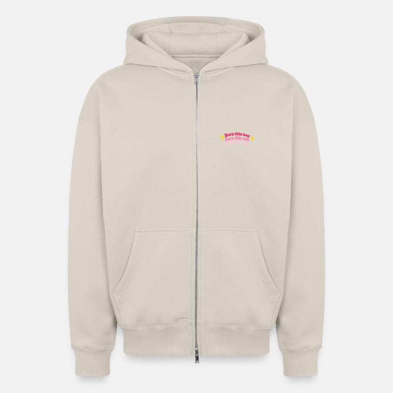 Né comme ça - Sweat à capuche unisexe zippé oversize épais SPREAD - beige