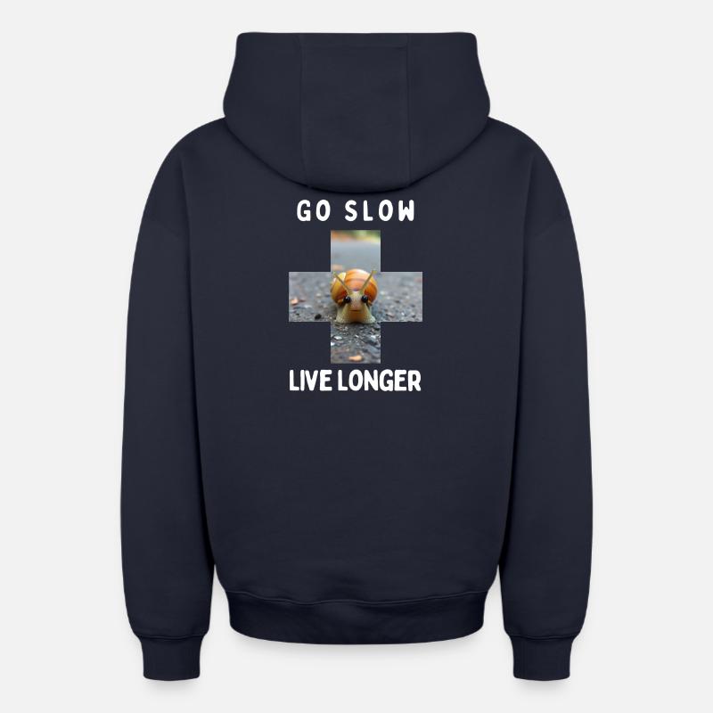 Allez-y doucement - Sweat à capuche unisexe zippé oversize épais SPREAD - bleu marine