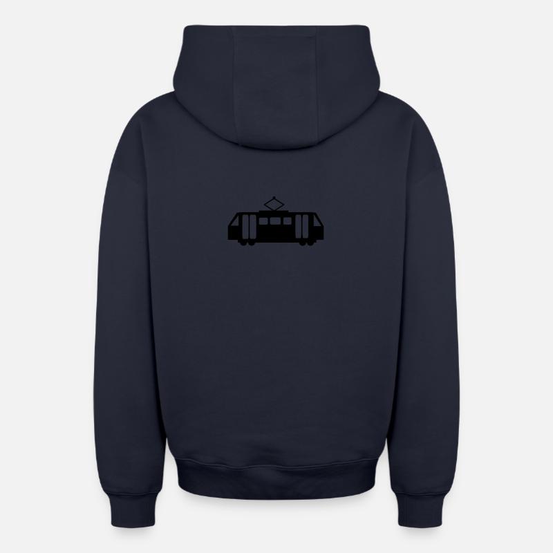 Bim tram Tram Graz - Sweat à capuche unisexe zippé oversize épais SPREAD - bleu marine