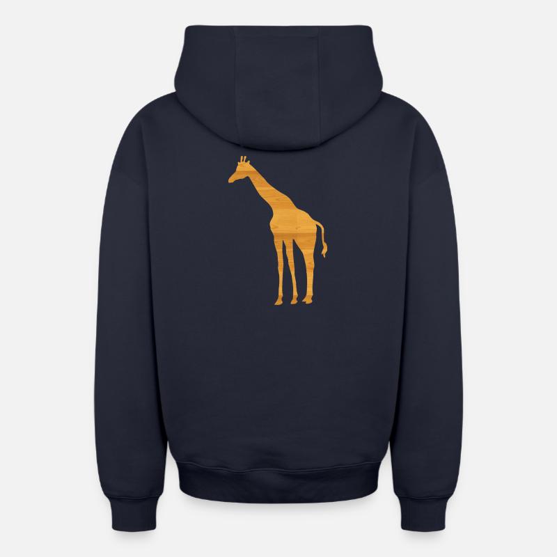 girafe - Sweat à capuche unisexe zippé oversize épais SPREAD - bleu marine