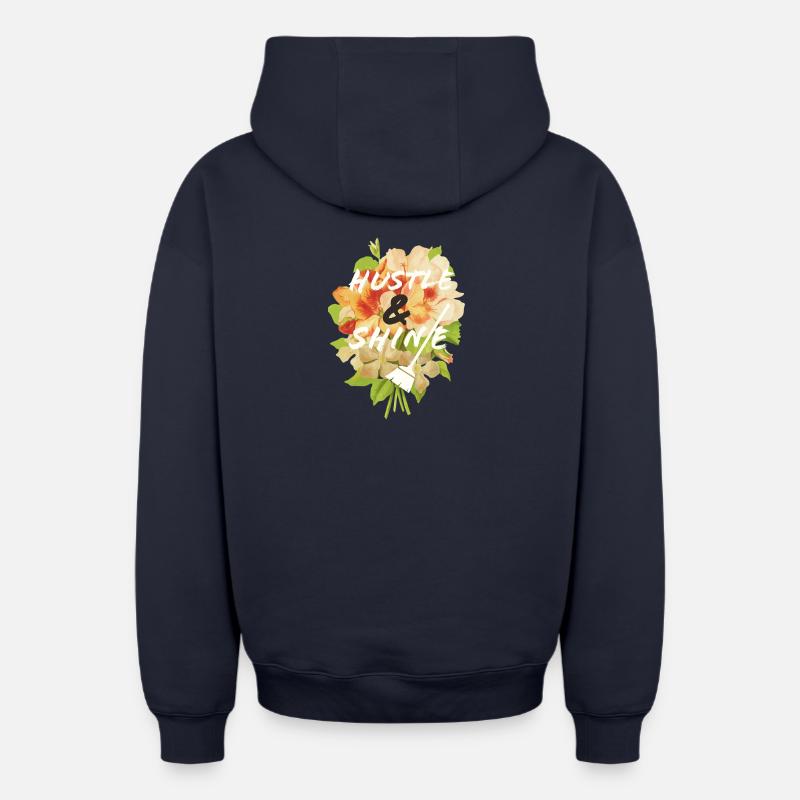 Hustle & Shine - Sweat à capuche unisexe zippé oversize épais SPREAD - bleu marine
