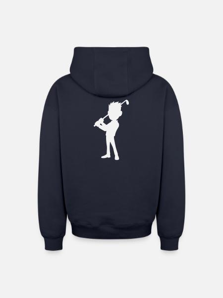Golf Design, Golfer Silhouette - Oversized Heavyweight Unisex Zip Hoodie - navy