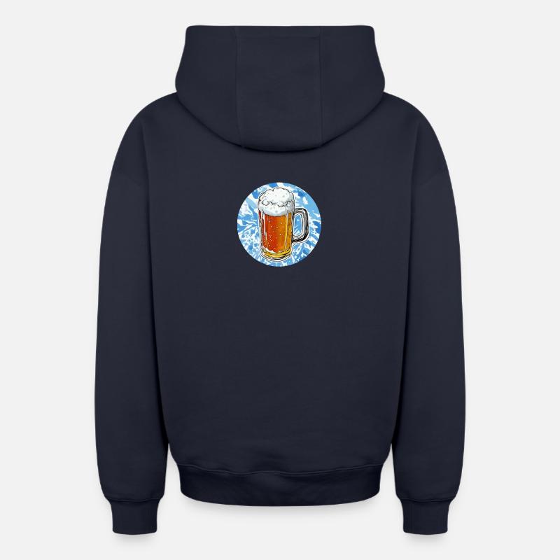 Bière - Sweat à capuche unisexe zippé oversize épais SPREAD - bleu marine