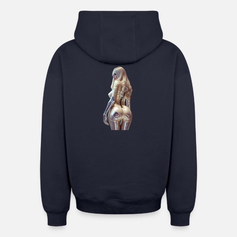 Cogito 01 (sans texte) - Sweat à capuche unisexe zippé oversize épais SPREAD - bleu marine