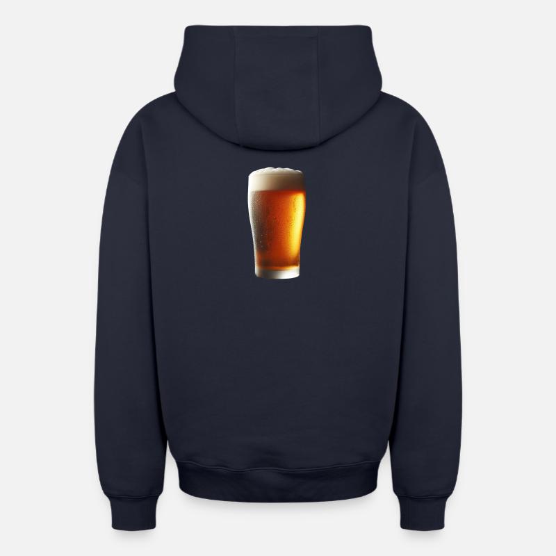 Bière fraîche - Sweat à capuche unisexe zippé oversize épais SPREAD - bleu marine