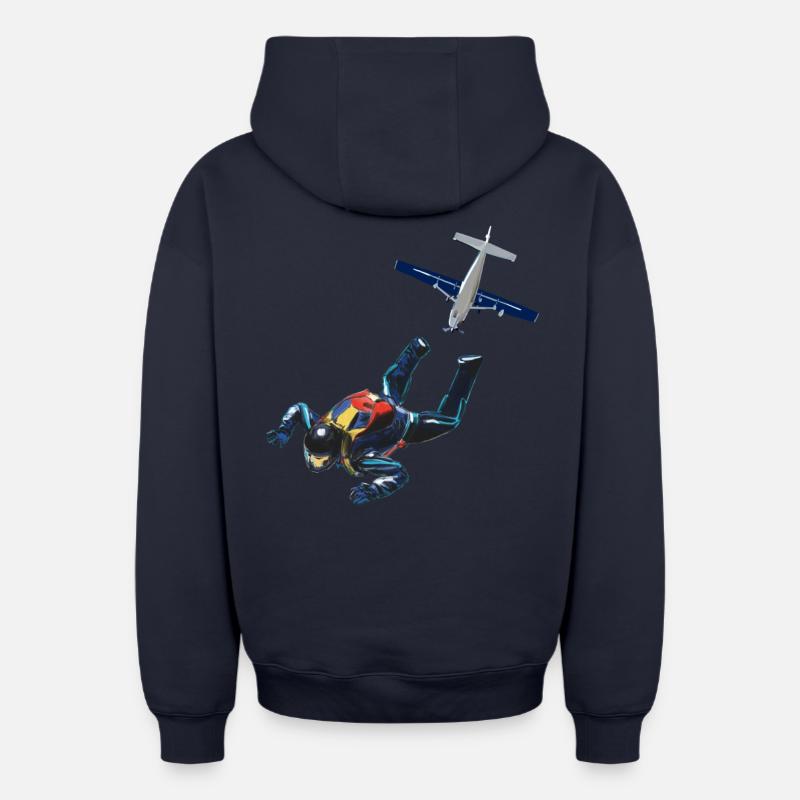 Skydiver - Sweat à capuche unisexe zippé oversize épais SPREAD - bleu marine