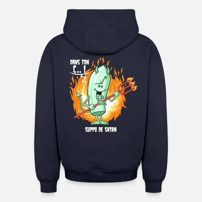 Suppo de satan - Sweat à capuche unisexe zippé oversize épais SPREAD - bleu marine