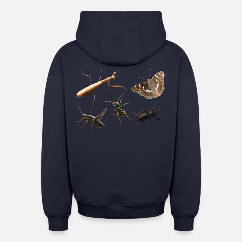 Insectes - Sweat à capuche unisexe zippé oversize épais SPREAD - bleu marine