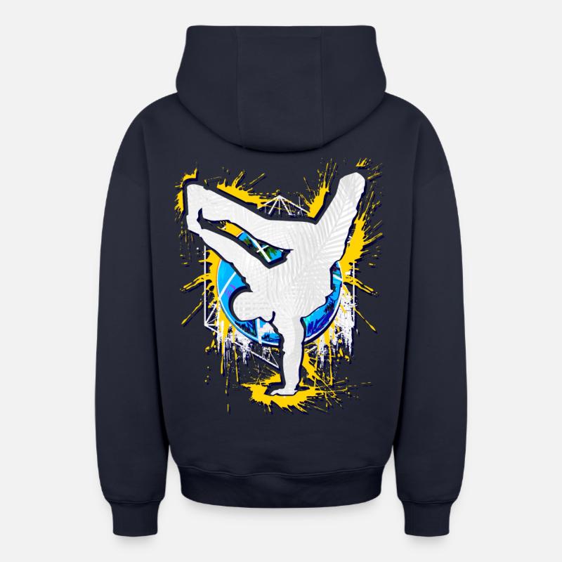 Breakdance - Breakdancer - Breakdancing - BBoy - Sweat à capuche unisexe zippé oversize épais SPREAD - bleu marine