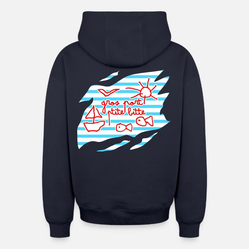 Marin dysorthographique - Sweat à capuche unisexe zippé oversize épais SPREAD - bleu marine