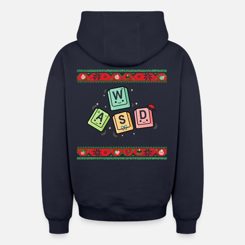 WASD - Kawaii - Sweat à capuche unisexe zippé oversize épais SPREAD - bleu marine