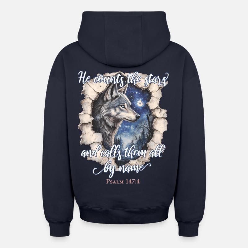 Citation chrétienne de Wolf - Sweat à capuche unisexe zippé oversize épais SPREAD - bleu marine