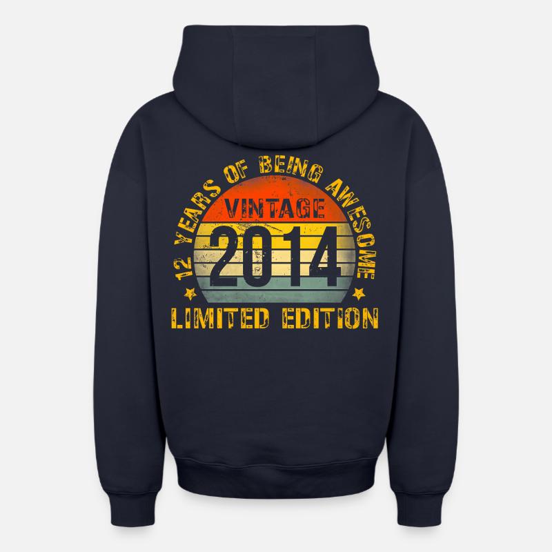 Drôle 2014 12e anniversaire - Sweat à capuche unisexe zippé oversize épais SPREAD - bleu marine