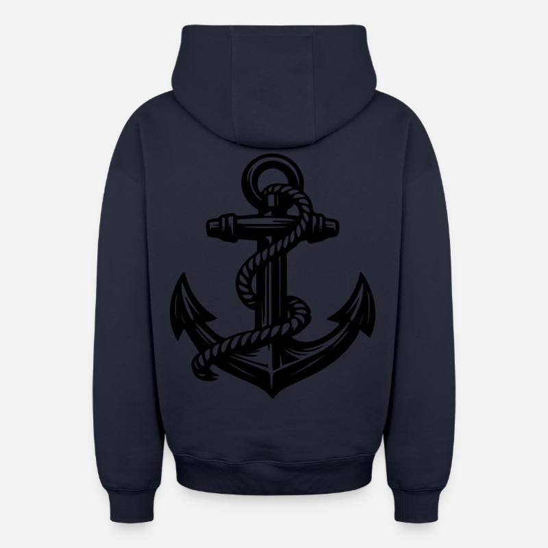 Ancre - Sweat à capuche unisexe zippé oversize épais SPREAD - bleu marine