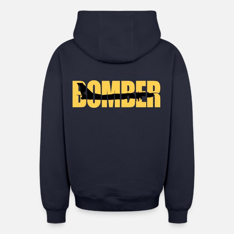 Bomber Tu-95 - Oversized Heavyweight Unisex Zip Hoodie - Navy