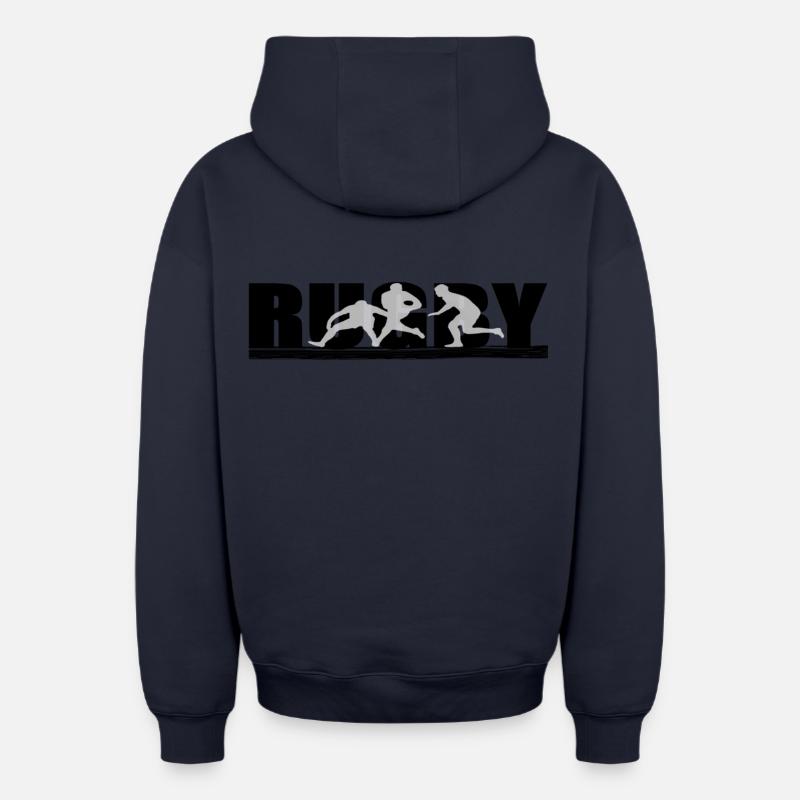 Rugby - Sweat à capuche unisexe zippé oversize épais SPREAD - bleu marine