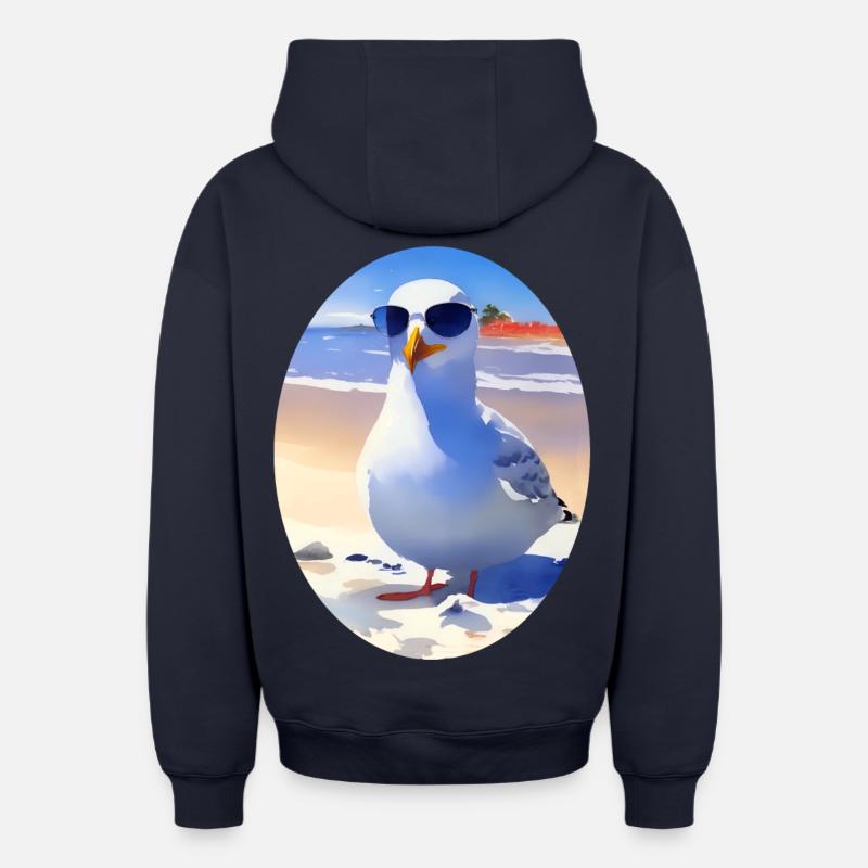Mouette fraîche - Sweat à capuche unisexe zippé oversize épais SPREAD - bleu marine