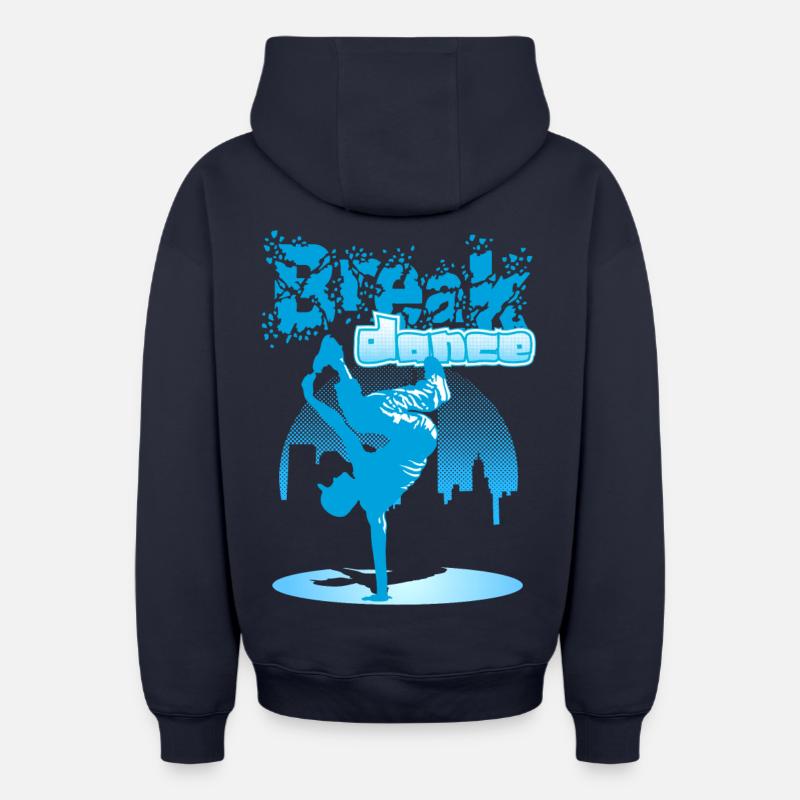 Ville breakdance - Sweat à capuche unisexe zippé oversize épais SPREAD - bleu marine