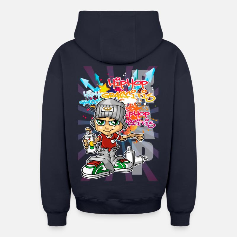 Garçon Graffiti - Sweat à capuche unisexe zippé oversize épais SPREAD - bleu marine