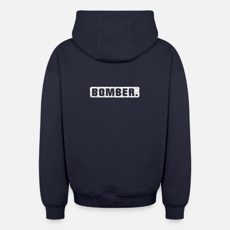 BOMBARDIER - Sweat à capuche unisexe zippé oversize épais SPREAD - bleu marine