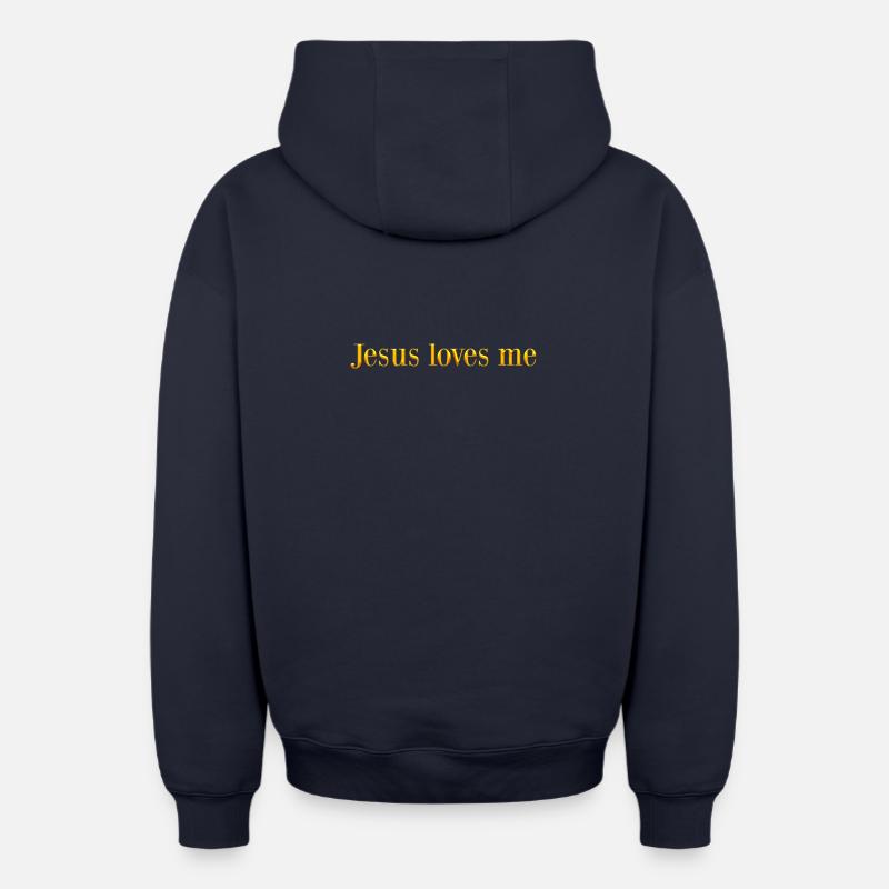 Jésus m’aime - Sweat à capuche unisexe zippé oversize épais SPREAD - bleu marine