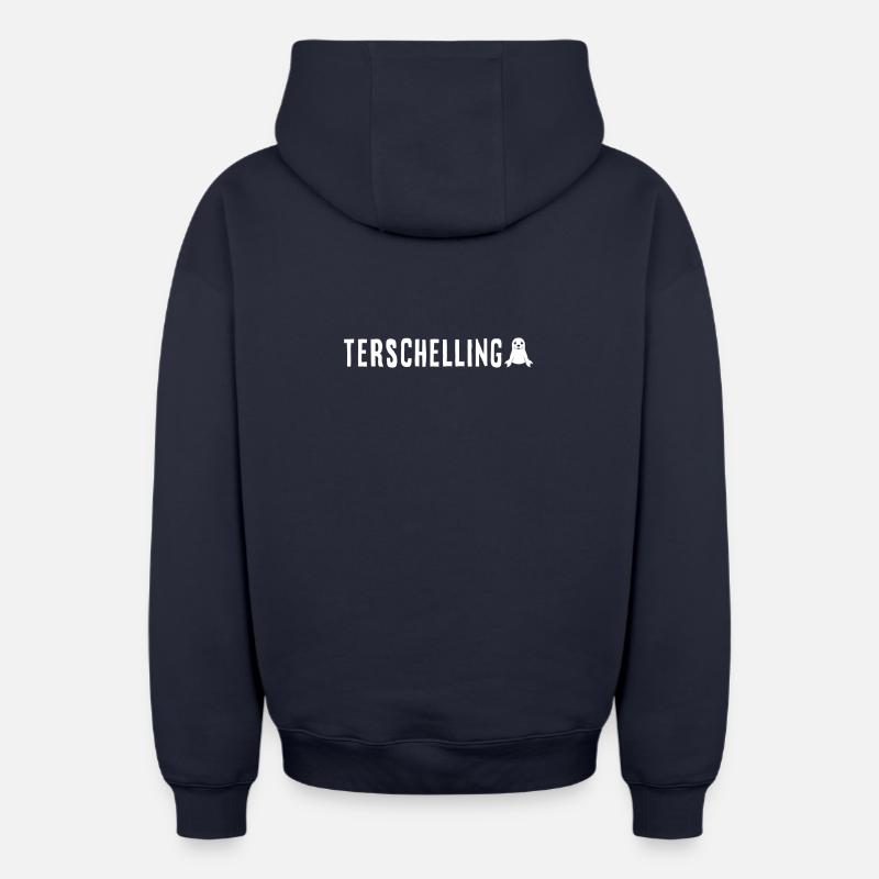 Sceau Terschelling - Sweat à capuche unisexe zippé oversize épais SPREAD - bleu marine