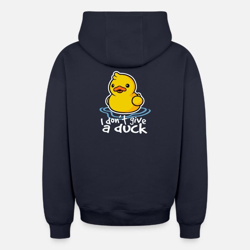 Canard - I don't Give A Duck - Sweat à capuche unisexe zippé oversize épais SPREAD - bleu marine