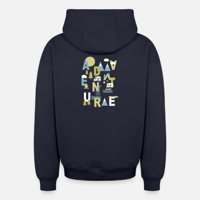 Aventure en plein air - Sweat à capuche unisexe zippé oversize épais SPREAD - bleu marine