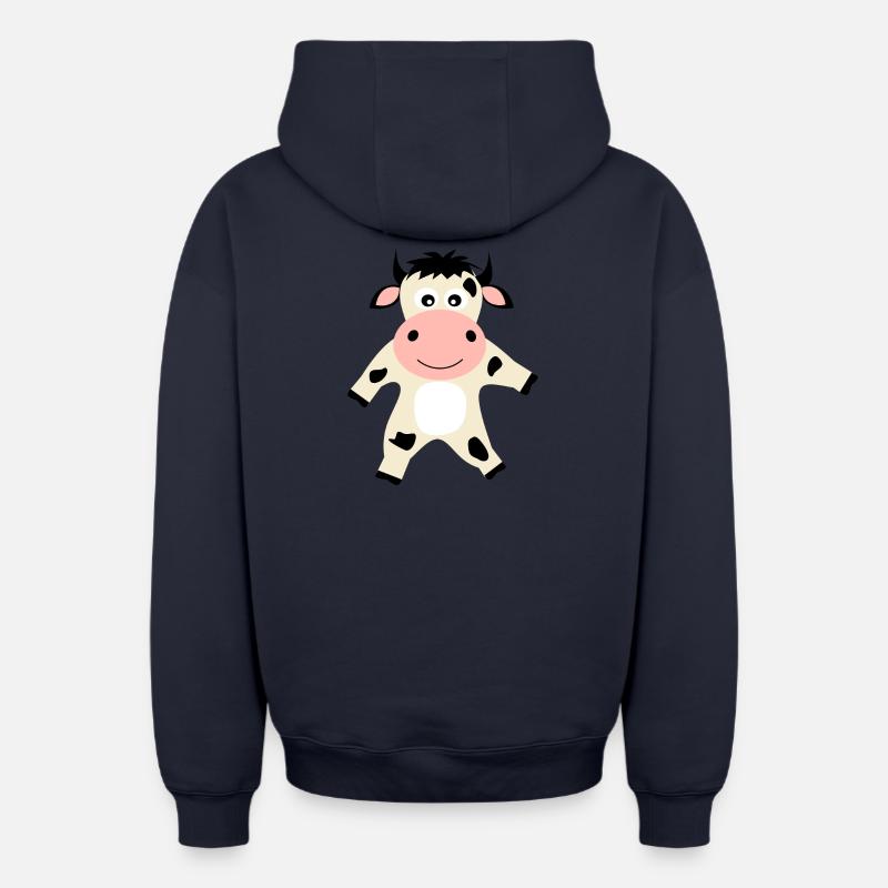 Vache - Sweat à capuche unisexe zippé oversize épais SPREAD - bleu marine