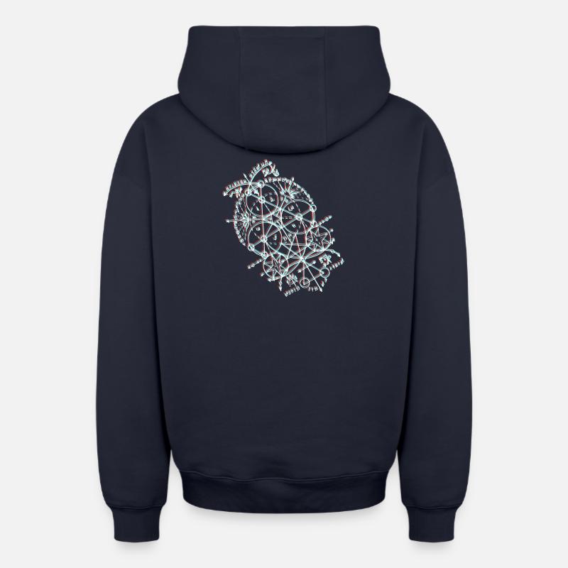 Orbite géométrique anaglyphe - Sweat à capuche unisexe zippé oversize épais SPREAD - bleu marine