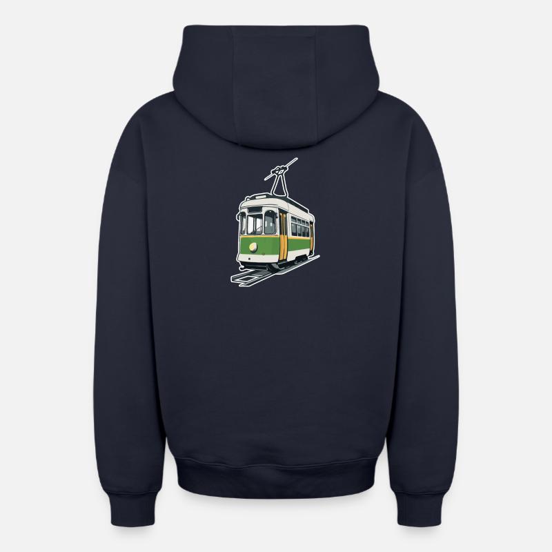 Tram Tram Train - Sweat à capuche unisexe zippé oversize épais SPREAD - bleu marine
