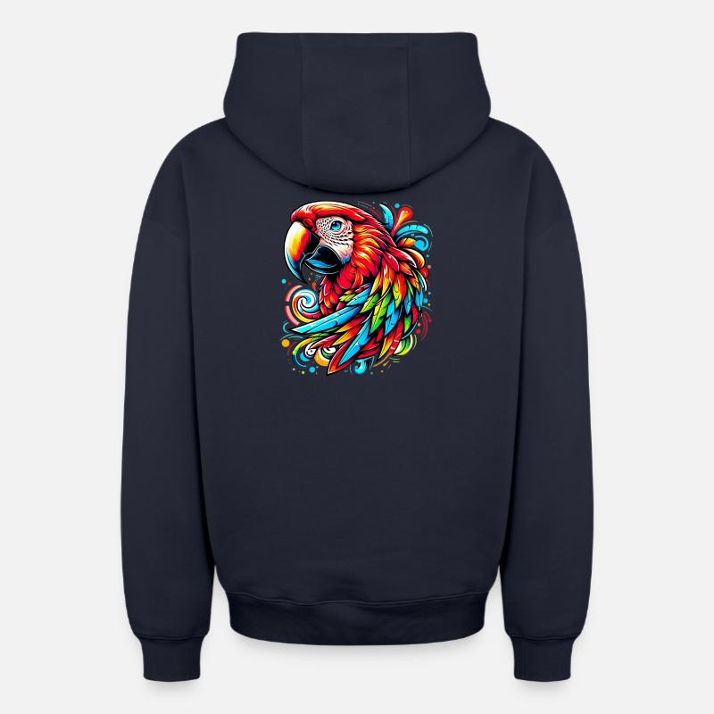 Perroquet - Sweat à capuche unisexe zippé oversize épais SPREAD - bleu marine