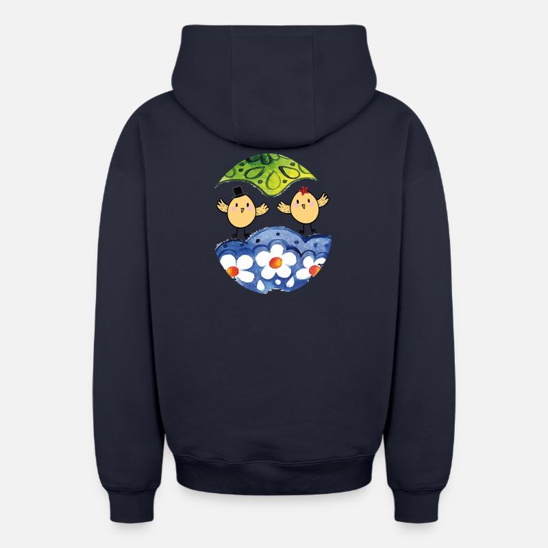 Joyeuses Pâques - Sweat à capuche unisexe zippé oversize épais SPREAD - bleu marine