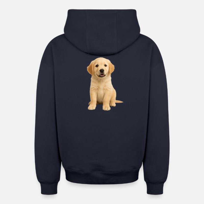 Chiot Golden Retriever - Sweat à capuche unisexe zippé oversize épais SPREAD - bleu marine