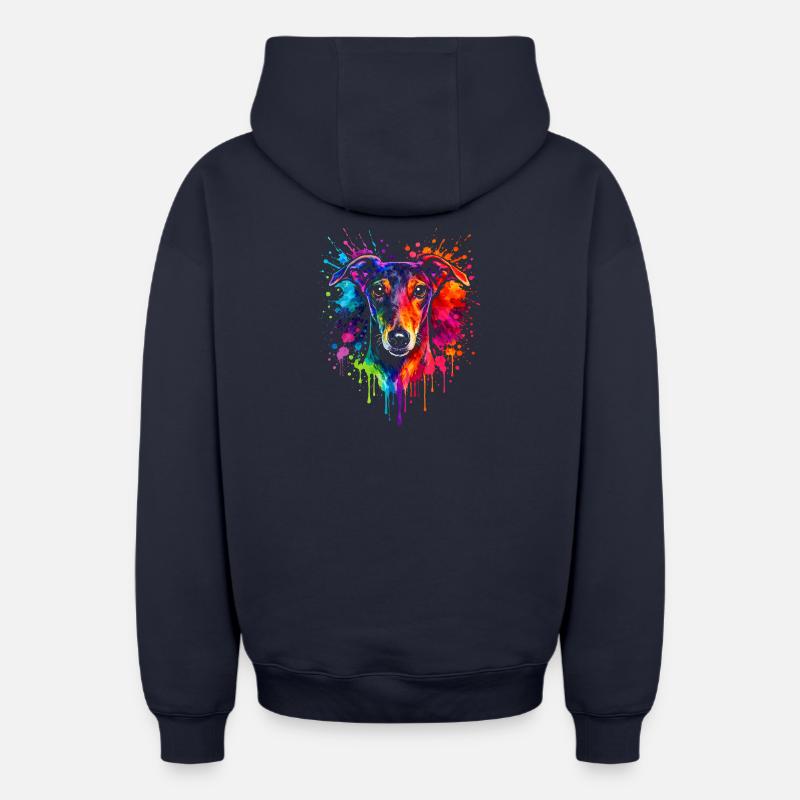Lévrier | Greyhound Pop Art - Sweat à capuche unisexe zippé oversize épais SPREAD - bleu marine