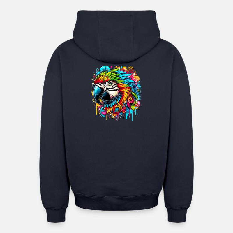 Perroquet - Sweat à capuche unisexe zippé oversize épais SPREAD - bleu marine