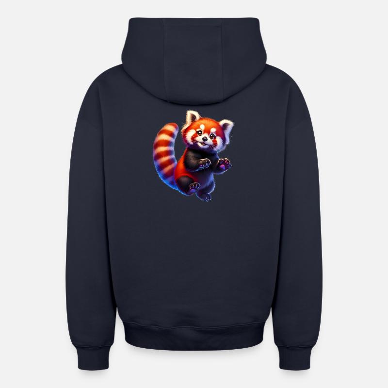 Petit panda - Sweat à capuche unisexe zippé oversize épais SPREAD - bleu marine
