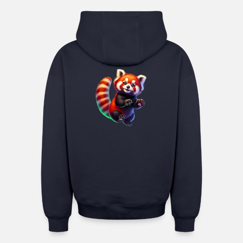 Petit panda - Sweat à capuche unisexe zippé oversize épais SPREAD - bleu marine