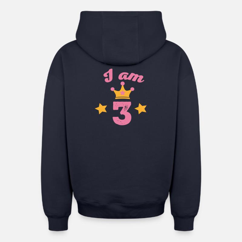 3 anniversaire - Sweat à capuche unisexe zippé oversize épais SPREAD - bleu marine