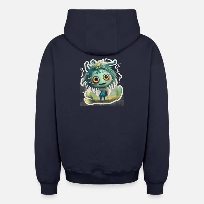 Monstres - Sweat à capuche unisexe zippé oversize épais SPREAD - bleu marine