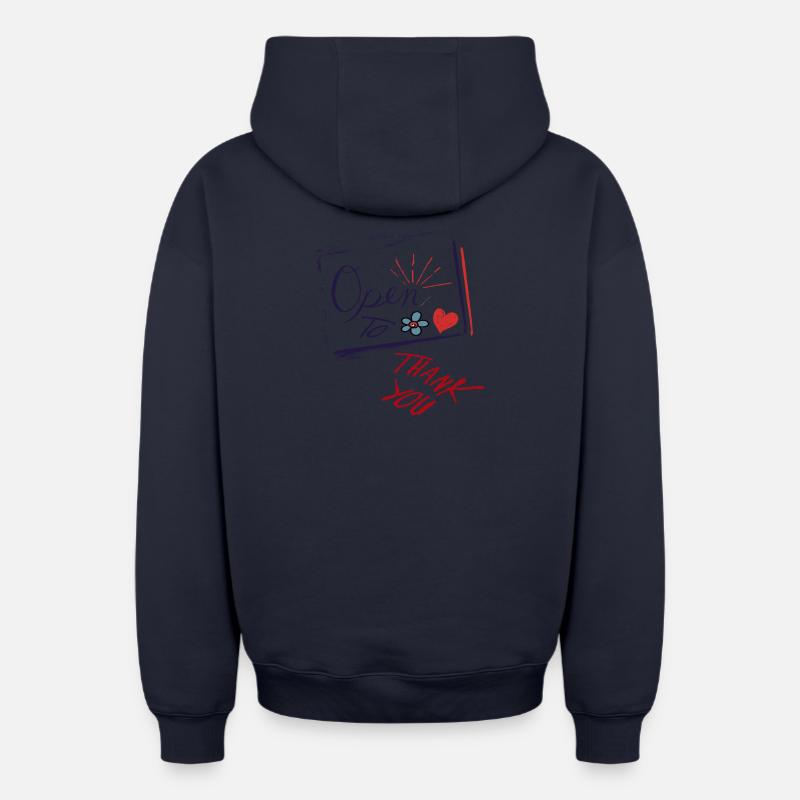 Merci - Sweat à capuche unisexe zippé oversize épais SPREAD - bleu marine