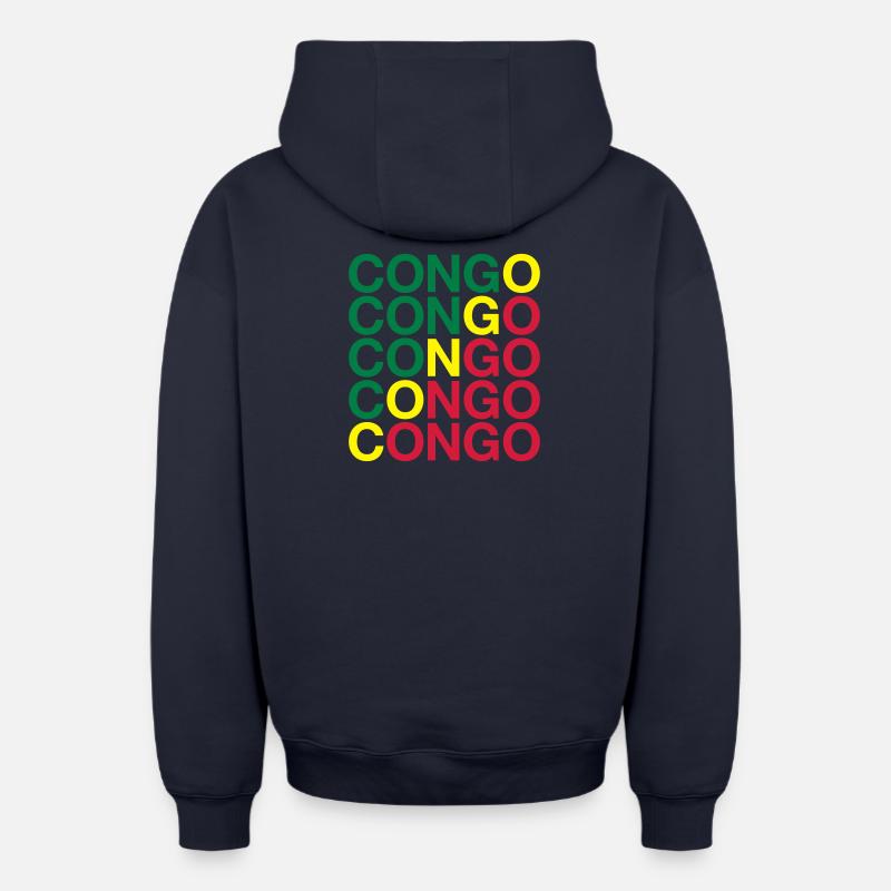 CONGO Flag Congo - Sweat à capuche unisexe zippé oversize épais SPREAD - bleu marine