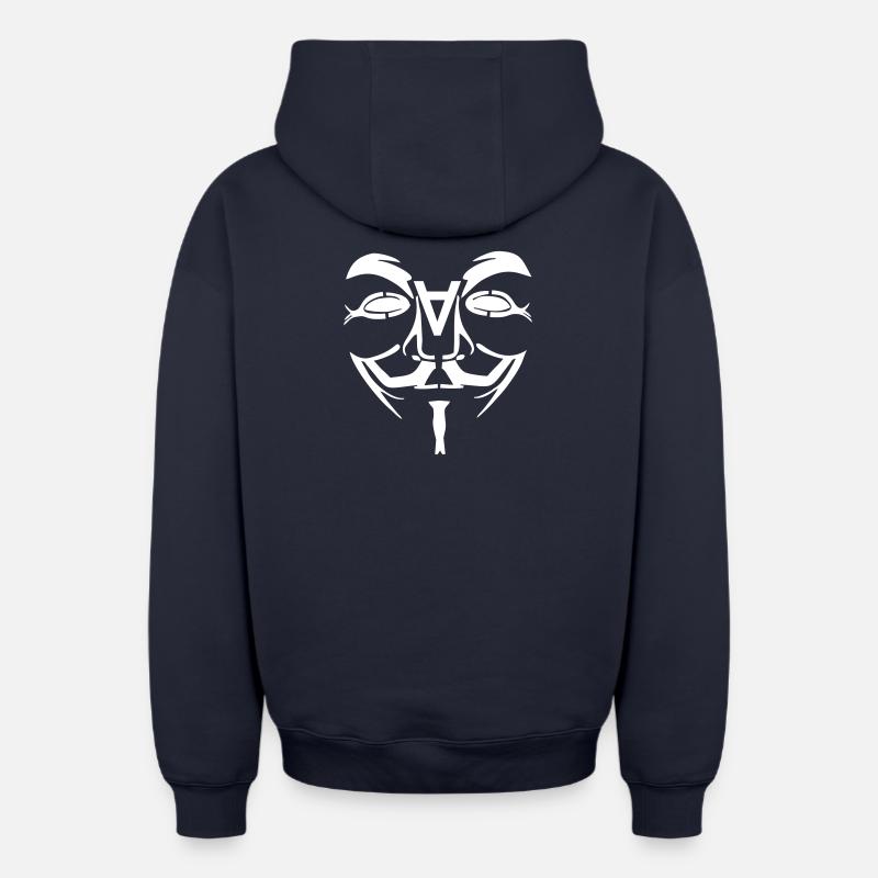 Anonymous Design Gesicht mit A - Oversized Heavyweight Unisex Zip Hoodie - Navy