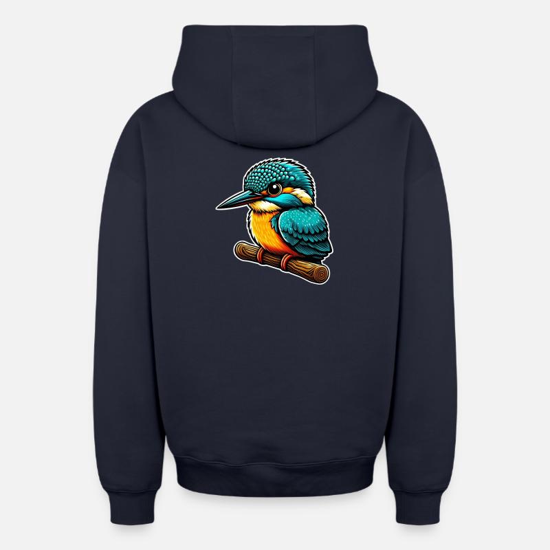 Martin-pêcheur - Sweat à capuche unisexe zippé oversize épais SPREAD - bleu marine