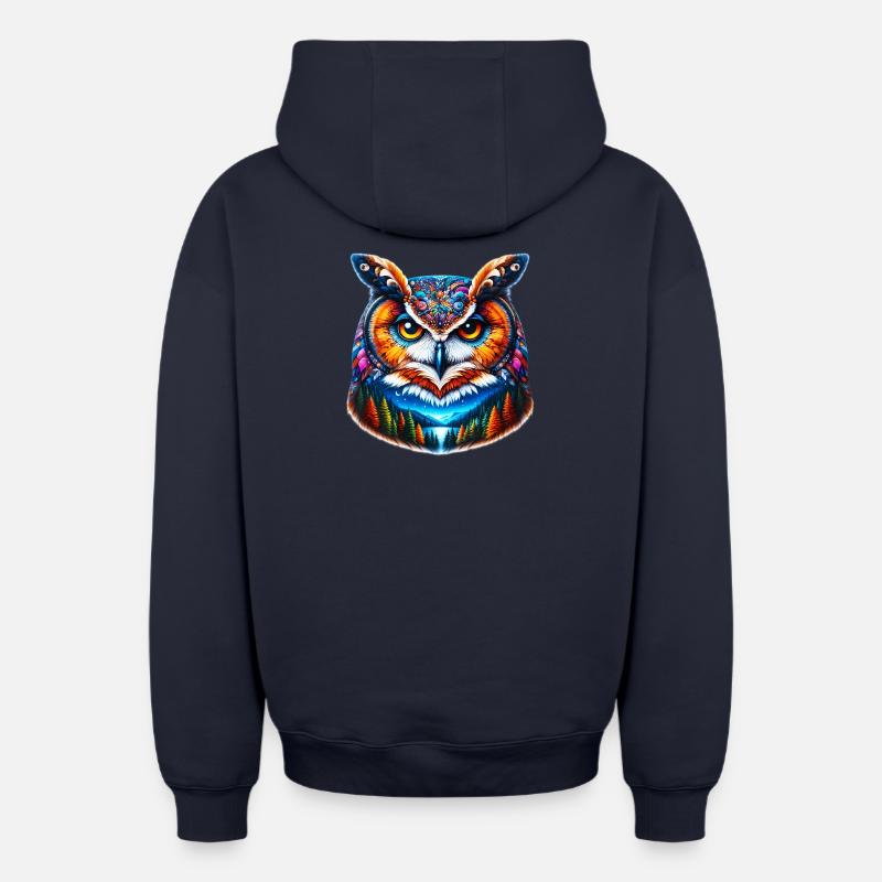 Eule - Oversized Heavyweight Unisex Zip Hoodie - Navy