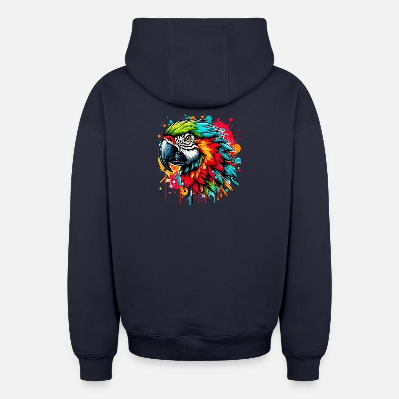 Perroquet - Sweat à capuche unisexe zippé oversize épais SPREAD - bleu marine